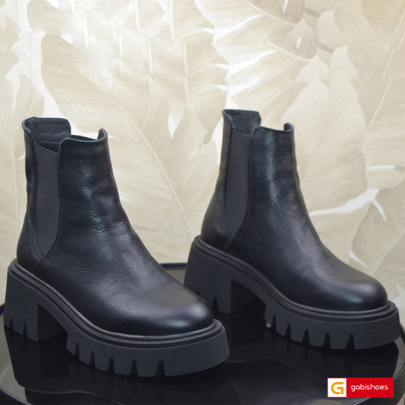Ghete Piele Naturala Neagra Gabina 4121-1