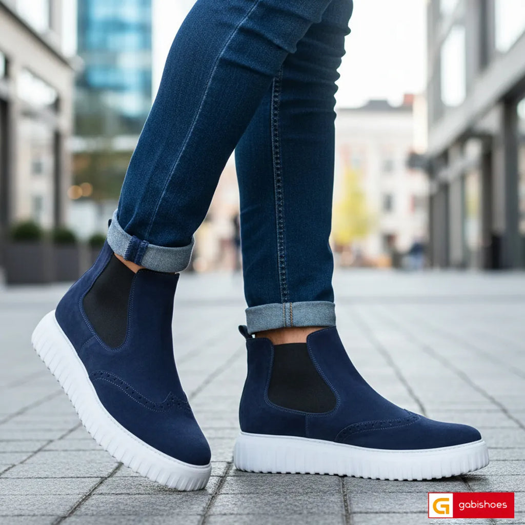 Material: Piele naturala Intoarsa
Culoare: Bleumarin
Tip: Ghete Barbat
Stil: Sport

- Ghete din piele naturala intoarsa bleumarin
- Ghete bleumarin cu elastic
- Talpa alba , varf rotund
- Elastic pe ambele parti ,talpa foarte usoara
- Interior din material sintetic calduros, blanita neagra si mesina naturala (mesina naturala complet +35 lei )
- Inaltime gheata: 16 cm