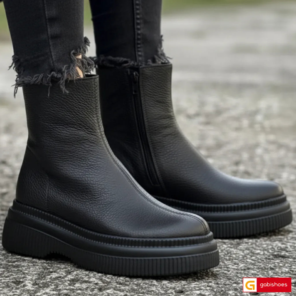 Material: Piele Naturala
Culoare: Neagra
Tip: Ghete
Stil: Casual

- Ghete piele naturala neagra cu
- Ghete cu fermoar
- Talpa neagra&nbsp;
- Interior brant cu burete special, la alegere: mesina naturala neagra si blanita&nbsp; sintetica neagra , la alegere mesina naturala complet + 35 lei
- Talpa inaltime 4 cm toc, talpa din tmaterial foarte usor ( spuma )
- Schimb&nbsp; gratuit
* Masuratori realizează pentru marimea 37