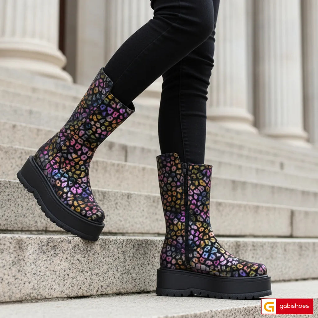 Material: Piele Naturala Cu Model
Tip: Bocanci&nbsp;&nbsp;
Stil: Casual

- Bocanci piele naturala cu model multicolor
- Bocanci cu fermoar, inaltime de la talpa in sus 25 cm
- Talpa neagra, varf rotunt, interior brant cu burete special, Talpa 6 cm&nbsp;
- Schimb gratuit, talpa usoara, interior mesina neagra si material textil,
* Masuratori realizeaza pentru marimea 37&nbsp; marimile 35=22,2cm : 36=22,9cm: 37=23,5cm: 38=24,2cm:&nbsp; 39=24,9cm: 40=25,6cm