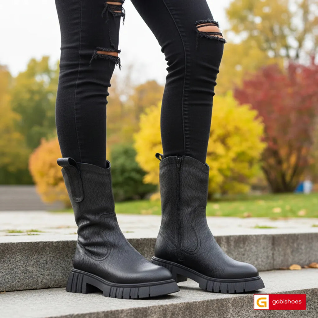 Material: Piele Naturala&nbsp;
Culoare: Neagra
Tip: Ghete 4137-2
Stil: Casual

- Ghete piele naturala neagra
- Ghete cu fermoar pe interior ,inaltime de la talpa in sus 21 cm
- Talpa neagra , varf rotunt, interior brant cu burete special, mesina naturala neagra si blanita neagra
- Inaltime Talpa 4 cm&nbsp;
- Schimb&nbsp; gratuit
* Masuratori realizeaza pentru marimea 37