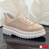 Material: Piele Naturala Intoarsa
Culoare: Capuccino
Tip: Pantofi
Stil: Casual

- Pantofi piele naturala intoarsa capuccino ,&nbsp;pantofi cu siret&nbsp;
- Pantofi cu burete special extra-confort
- Talpa bej , varf rotunt, brant interior cu burete special , mesina naturala bej
- Inaltime talpa : 5 cm
*Masuratori realizate pentru marimea 37