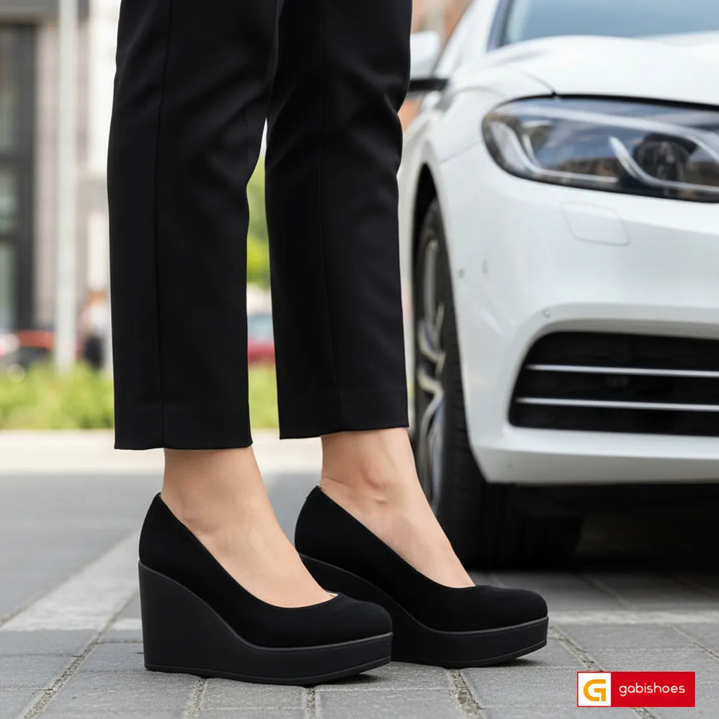 Material: Piele Naturala Intoarsa
Culoare: Neagra
Tip: Pantofi
Stil: Casual

- Pantofi piele naturala intoarsa neagra
- Pantofi cu burete special extra-confort
- Talpa neagra , varf rotunt, brant interior cu burete special , mesina naturala bej

- Inaltime talpa : 8,5 cm spate si 2,5 cm fata , talpa usoara , calapod comod
*Masuratori realizate pentru marimea 37&nbsp;