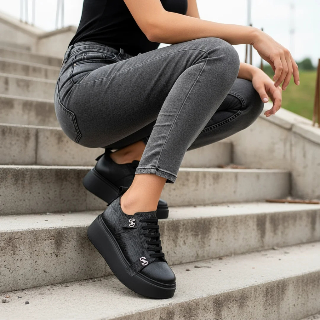Pantofi Sport Dama Piele Naturala Neagra Lorena 4099-2&nbsp;

Material: Piele Naturala
Culoare: Neagra
Tip: Pantofi
Stil: Sport
Caracteristici Pantofi sport piele naturala neagra
- Pantofi piele naturala neagra , sistem de inchidere cu siret&nbsp;
- Pantofi sport cu burete special extra-confort
- Talpa neagra cusuta , brant interior cu burete special , mesina naturala&nbsp;&nbsp;
- Inaltime talpa : 5,5 cm&nbsp;
- Schimb gratuit
*Masuratori realizate pentru marimea 37.

Pantofii sunt confectionati din piele 