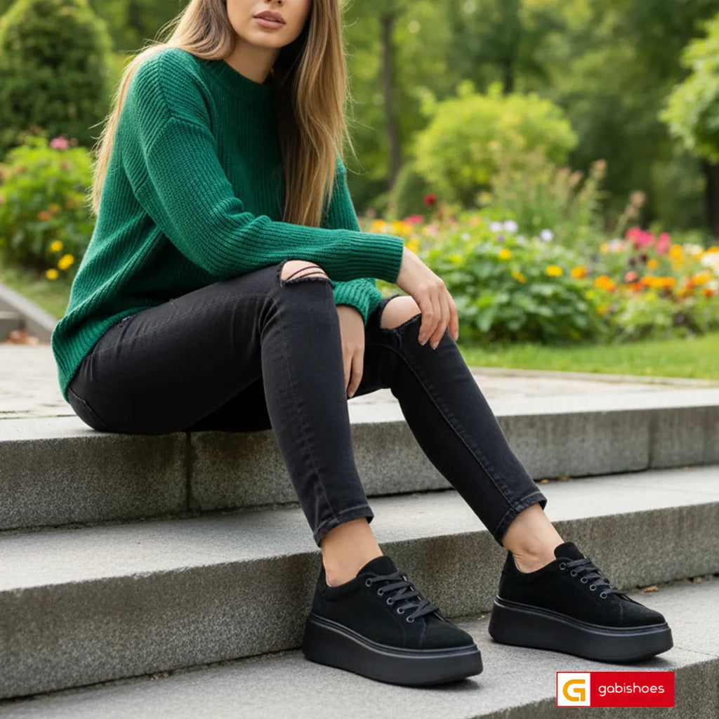 Material: Piele Naturala Intoarsa
Culoare: Neagra
Tip: Pantofi
Stil: Casual

- Pantofi piele naturala intoarsa&nbsp; ,pantofi cu siret
- Pantofi cu burete special extra-confort ,la cerere se poate face cu mesina naturala alba
- Talpa neagra cusuta, varf rotunt, brant interior cu burete special , mesina naturala bej
- Inaltime talpa : 5,5 cm in spate si 3 cm in fata ,talpa foarte usoara ,material spuma (eva )
- Schimb gratuit
*Masuratori realizate pentru marimea 37