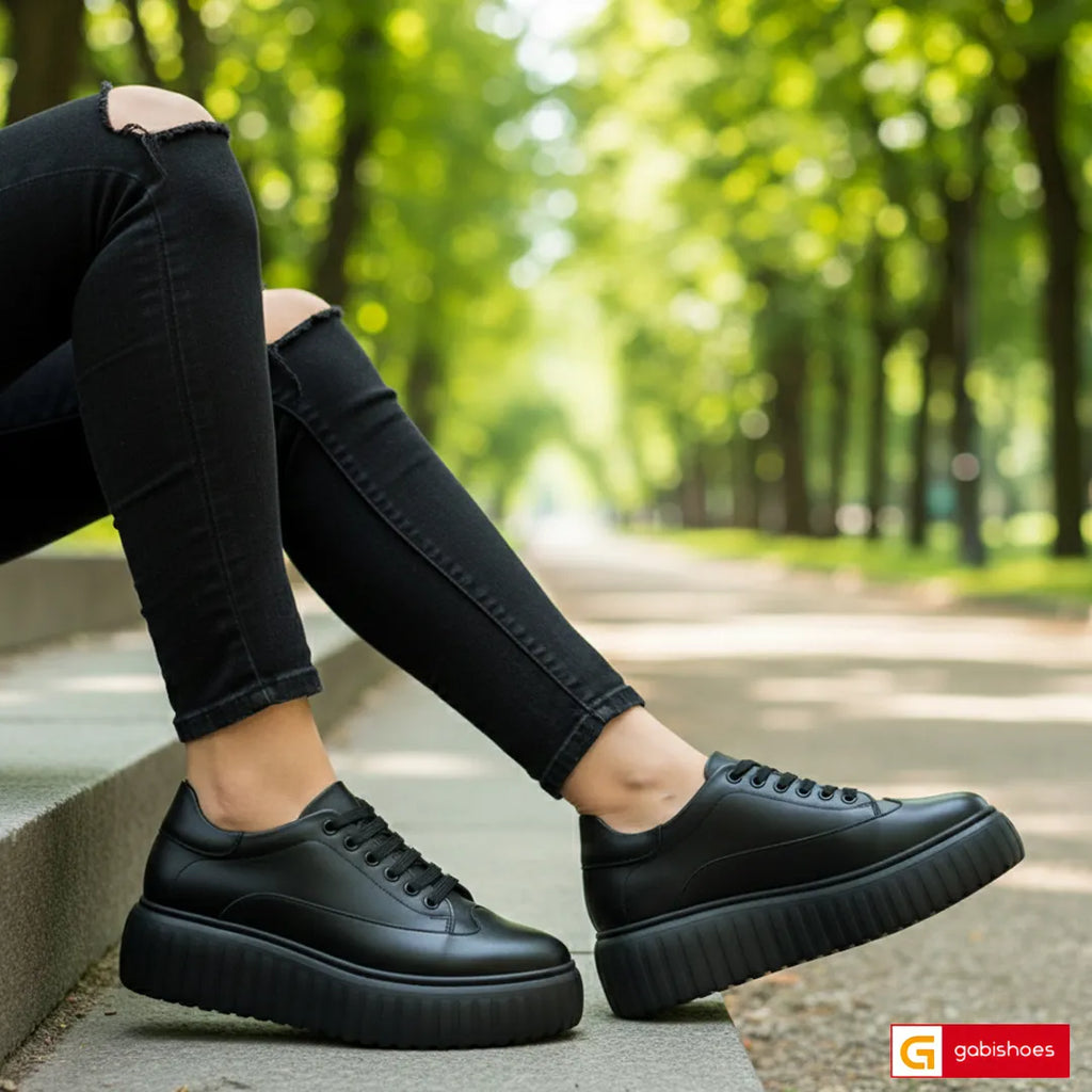 Material: Piele Naturala
Culoare: Neagra
Tip: Pantofi
Stil: Casual

- Pantofi piele naturala neagra , pantofi cu siret&nbsp;
- Pantofi cu burete special extra-confort
- Talpa neagra cusuta&nbsp; , varf rotunt, brant interior cu burete special , mesina naturala
- Inaltime talpa : 5.5 cm in spate si 5 cm in fata, talpa usoara , Spuma ,talpa usoara 35=22,9cm:36=23,6cm:37=24,3cm:38=25,2cm:39=25,7:40=26,4cm
*Masuratori realizate pentru marimea 37
