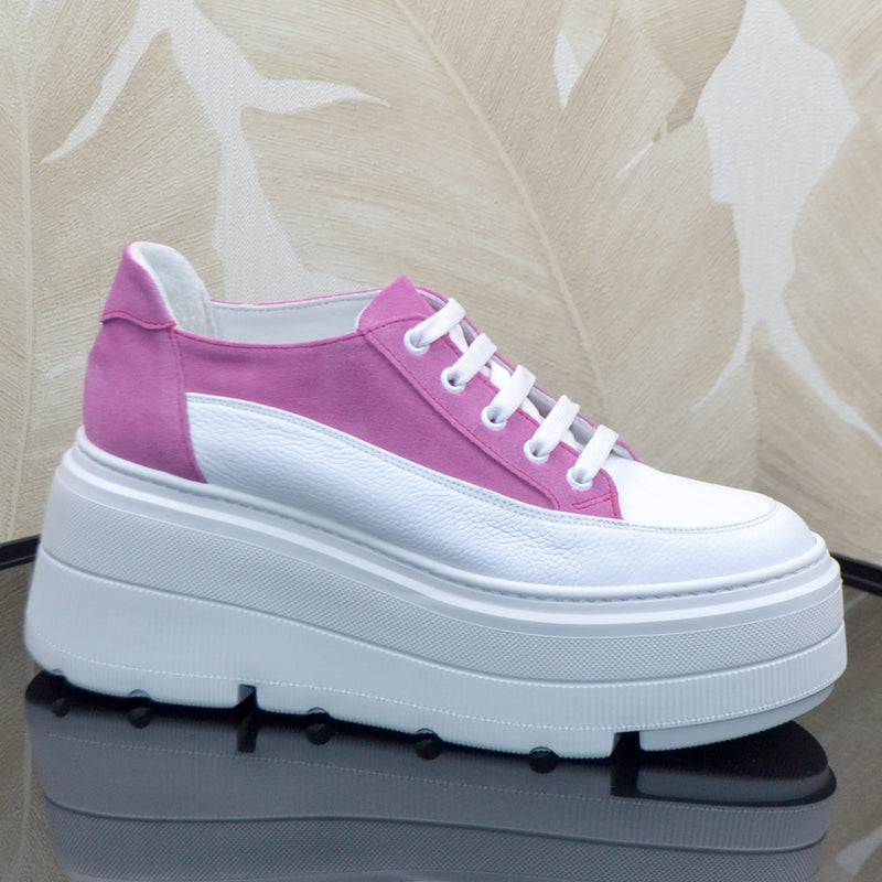 Pantofi Sport Piele Naturala Alba cu Siclam Lorena 3743-3