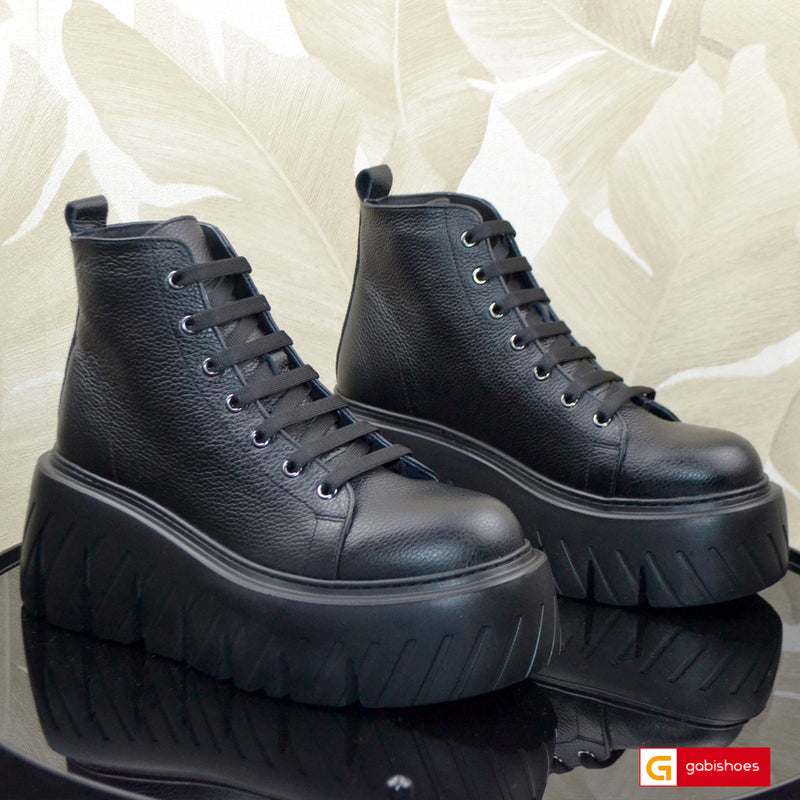 Ghete Sport Dama Piele Naturala Neagra Lorena 4095-1