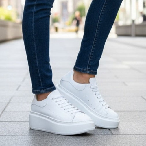 Sneakers Piele Naturala Alba Tokio 2093-1