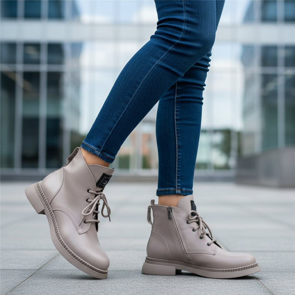Ghete Casual Dama Piele Naturala Taupe Gabina 605
