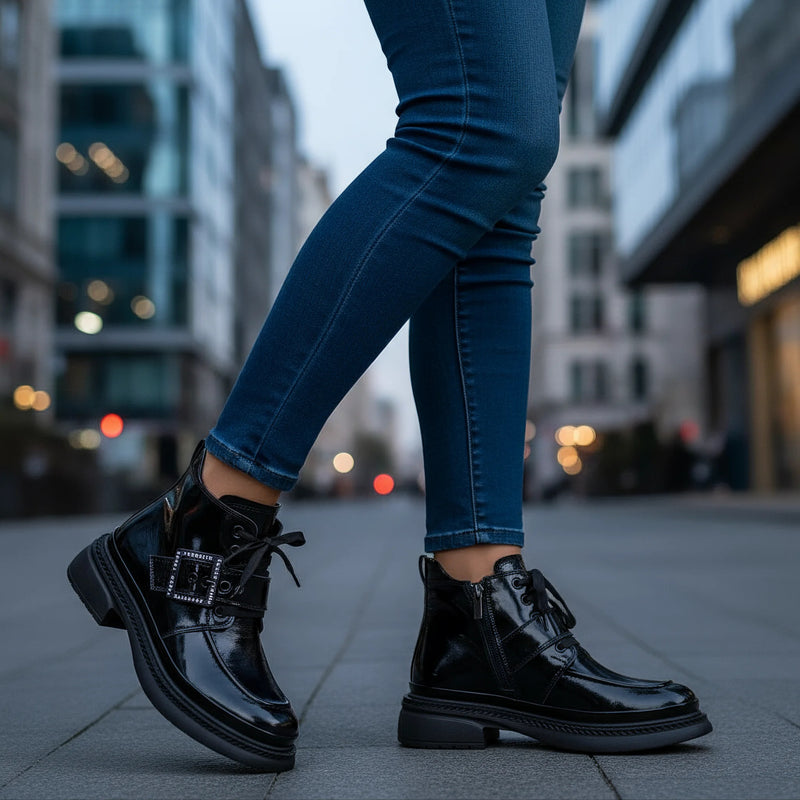 Ghete Dama Piele Naturala Neagra Gabinna 520