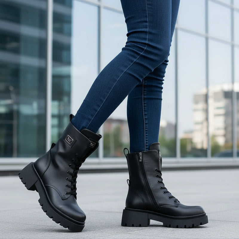 Ghete Casual Dama Piele Naturala Neagra Gabina 502