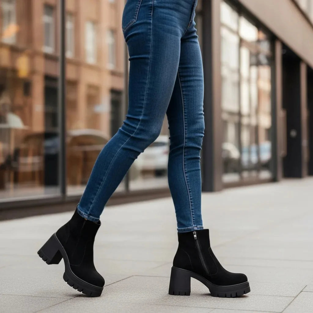 Ghete Dama Piele Naturala Intoarsa Neagra Lorena 7000