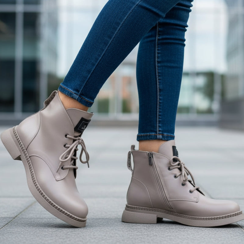 Ghete Casual Dama Piele Naturala Taupe Gabina 605