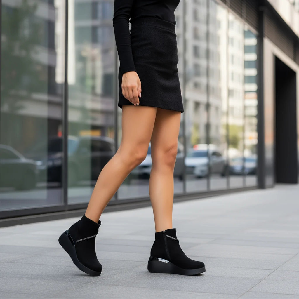 Ghete Piele Naturala Neagra Gabina 652