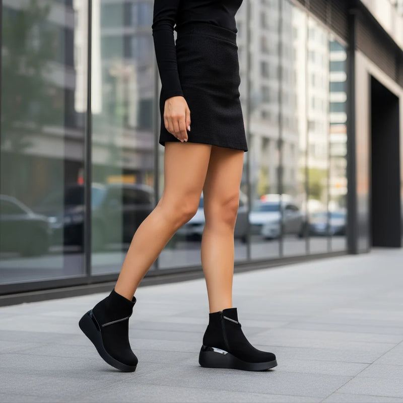 Ghete Piele Naturala Neagra Gabina 652