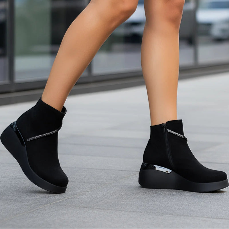 Ghete Piele Naturala Neagra Gabina 652