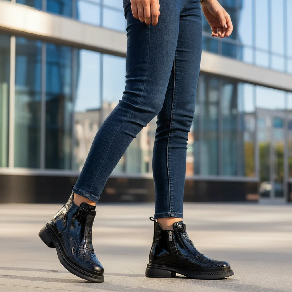 Ghete Dama Piele Naturala Neagra Gabinna 387