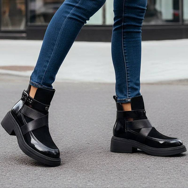 Ghete Piele Naturala Neagra Gabina 442 N BF+LAC