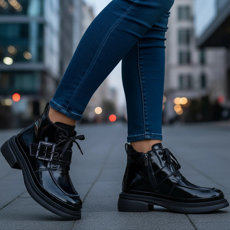 Ghete Dama Piele Naturala Neagra Gabinna 520