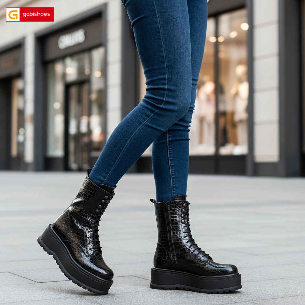Ghete Dama Piele Naturala Neagra Lorena 1339-26
