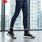 Ghete Sport Dama Piele Naturala Negru cu Argintiu Lorena 3583-4