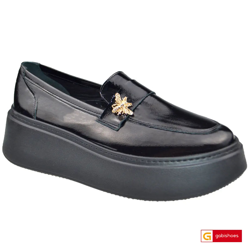 Pantofi Sport Piele Naturala Neagra Lacuita Lorena 4006-2