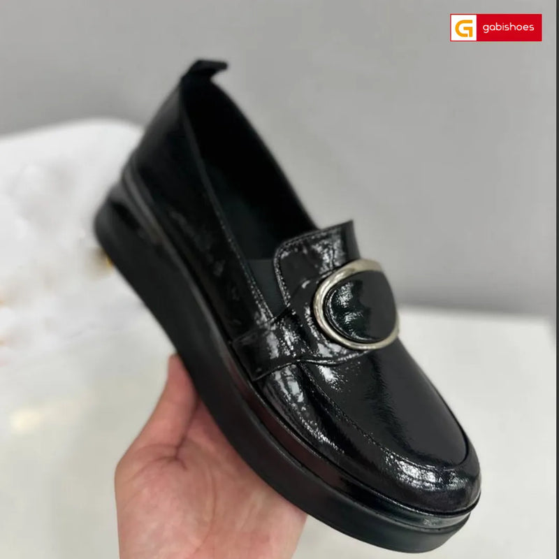 Pantofi Dama Piele Naturala Lacuita Neagra Lorena 3997-2026