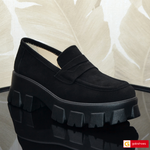 Pantofi Casual Piele Naturala Intoarsa Neagra Lorena 1828-21