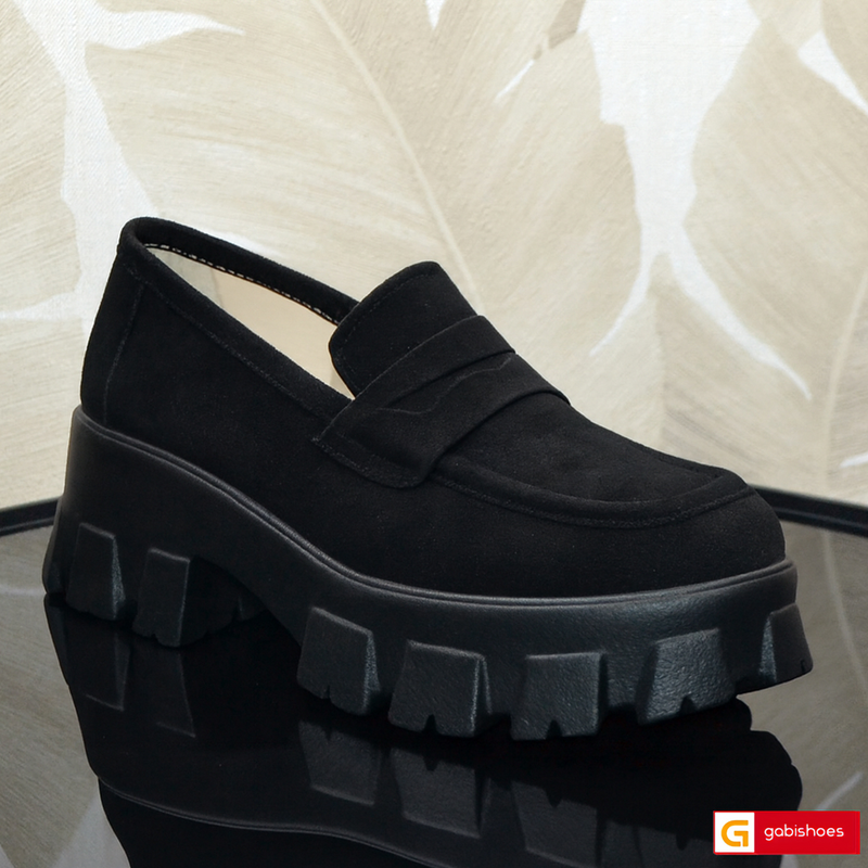 Pantofi Casual Piele Naturala Intoarsa Neagra Lorena 1828-21