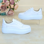 Sneakers Piele Naturala Alba Lorena II