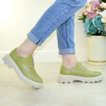 Pantofi Casual Piele Naturala Verde 1374-4