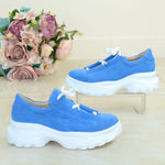 SNEAKERS Piele Naturala Intoarsa Blue TOKIO