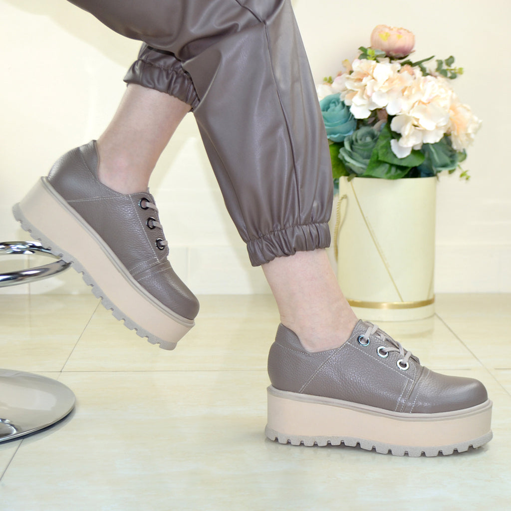 SNEAKERS Piele Naturala Medellin Taupe