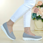 Pantofi Casual  Piele Naturala  Gri Katy TOKIO