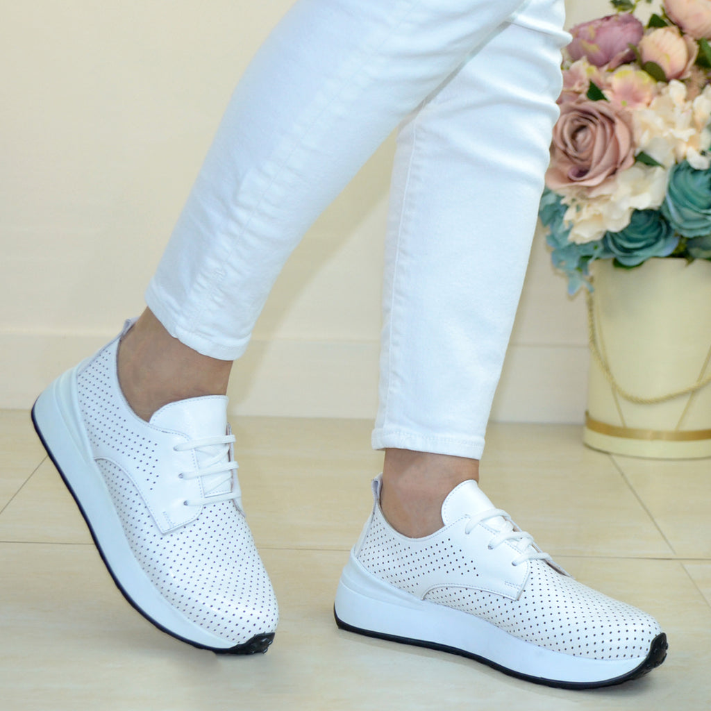 Pantofi Casual Piele Naturala Alba Lizza