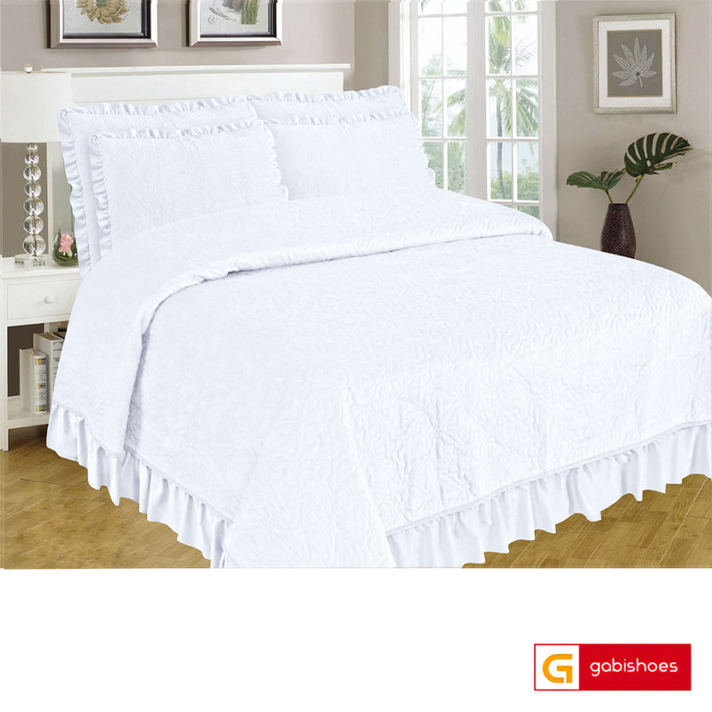 Cuvertura de pat pentru 2 persoane Karaca Home, Catifea, 230 cm x 250 cm,Alba