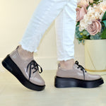 Pantofi Dama Piele Naturala Perforata Taupe Sofia 822