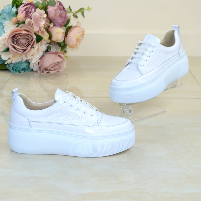 Sneakers Piele Naturala Alba Lorena II