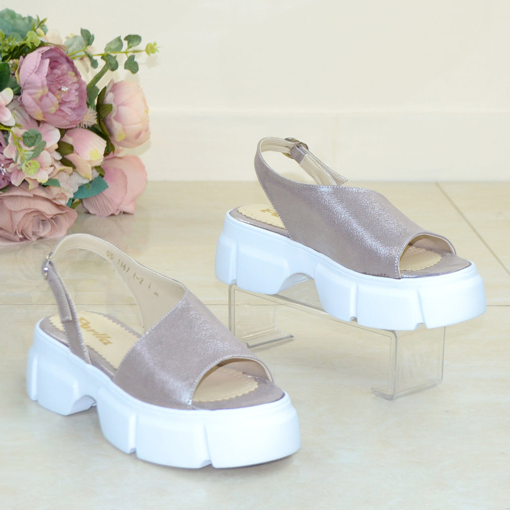 Sandale Casual Dama Piele Naturala Taupe 1193