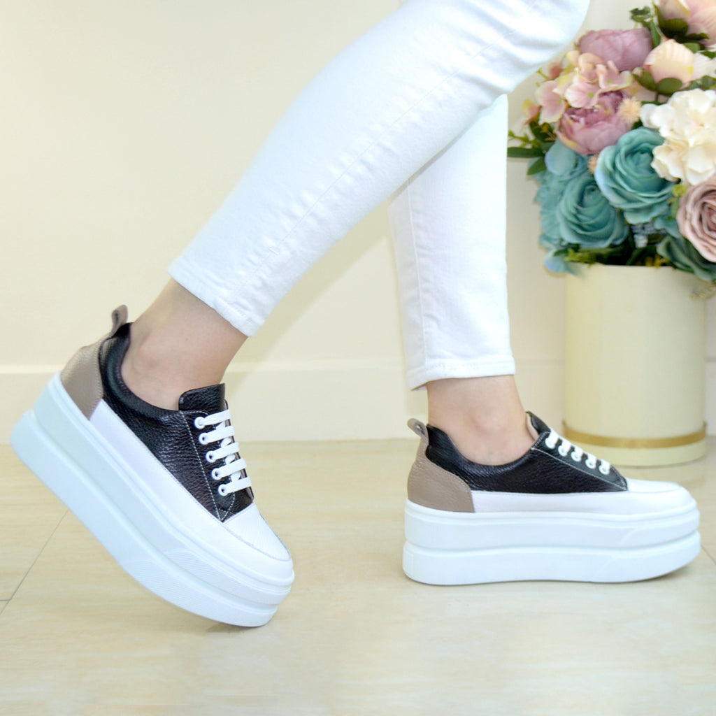 Sneakers Piele Naturala Alba Lorena III