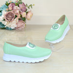 Pantofi Casual Piele Naturala Verde TOKIO Lorena