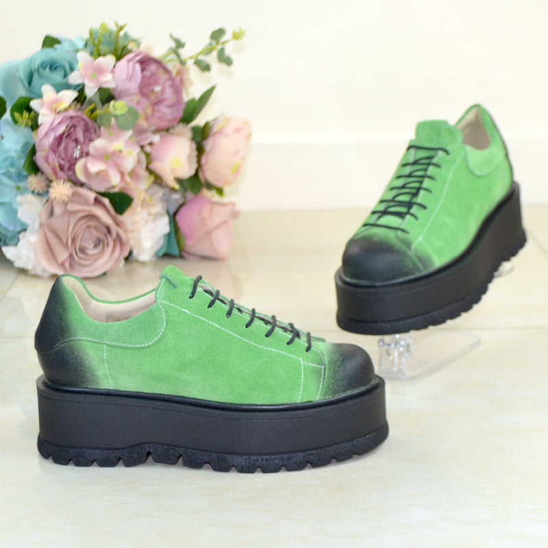 Sneakers Piele Naturala Verde Gabriela