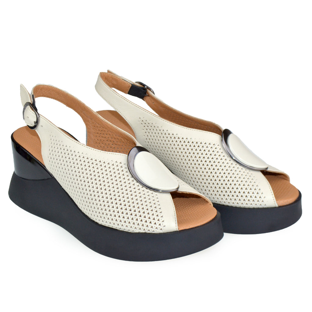 Sandale Casual Piele Naturala Crem Lorena 500