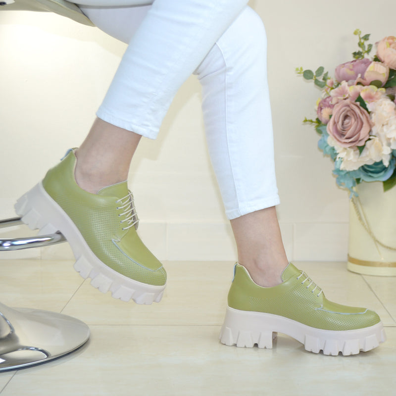 Pantofi Casual Piele Naturala Lorena Verde TOKIO III