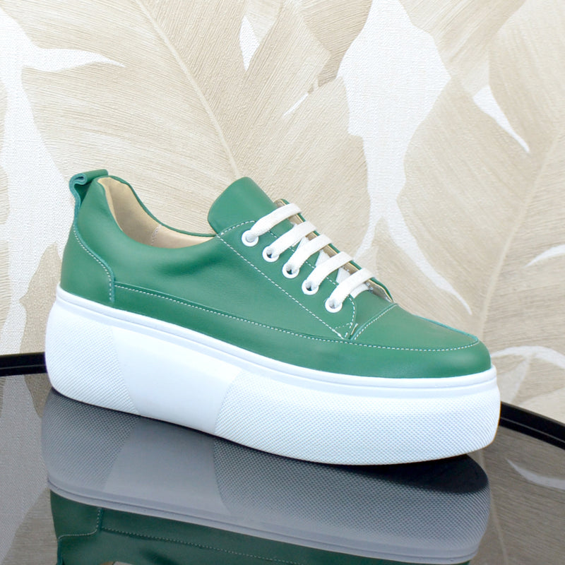 Sneakers Piele Naturala Verde Lorena 1064