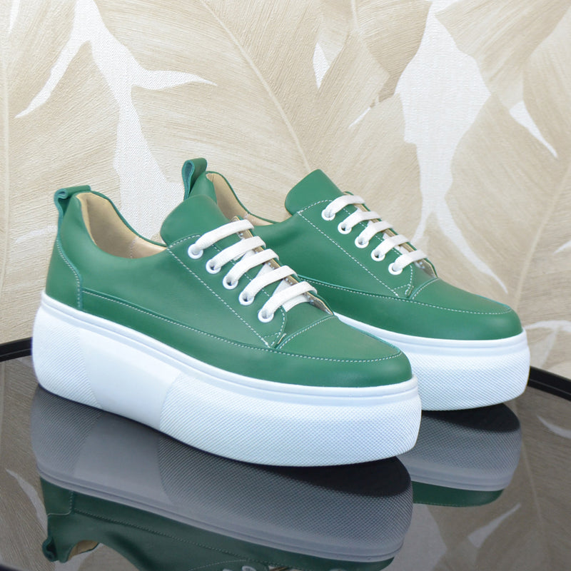 Sneakers Piele Naturala Verde Lorena 1064