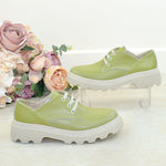 Pantofi Casual Piele Naturala Verde 1374-4