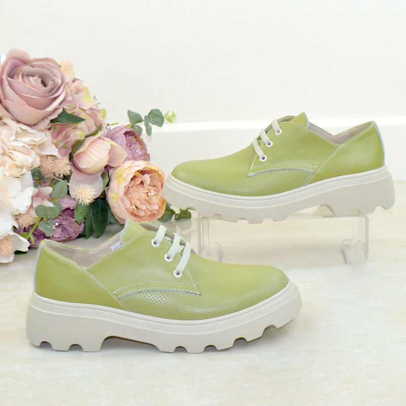 Pantofi Casual Piele Naturala Verde 1374-4