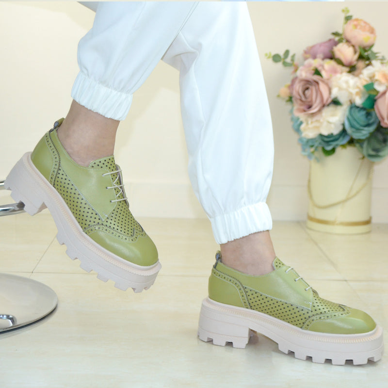 Pantofi Casual Piele Naturala Delia Verde TOKIO